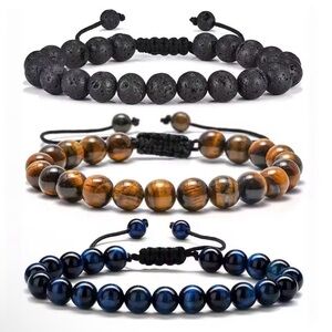 8mm Natural Tiger Eyes Blue Beaded Bracelet